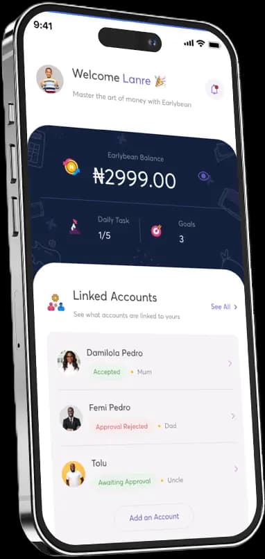 A full screenshot of the homepage of the earlybean app